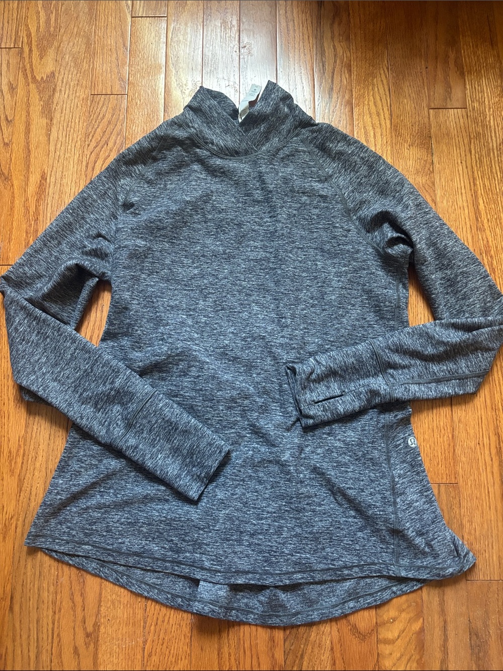 lululemon athletica Heathered Charcoal mock neck gathered pullover size 10